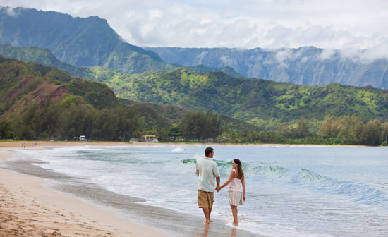 Kauai is a popular destination for honeymoons and romantic vacations.